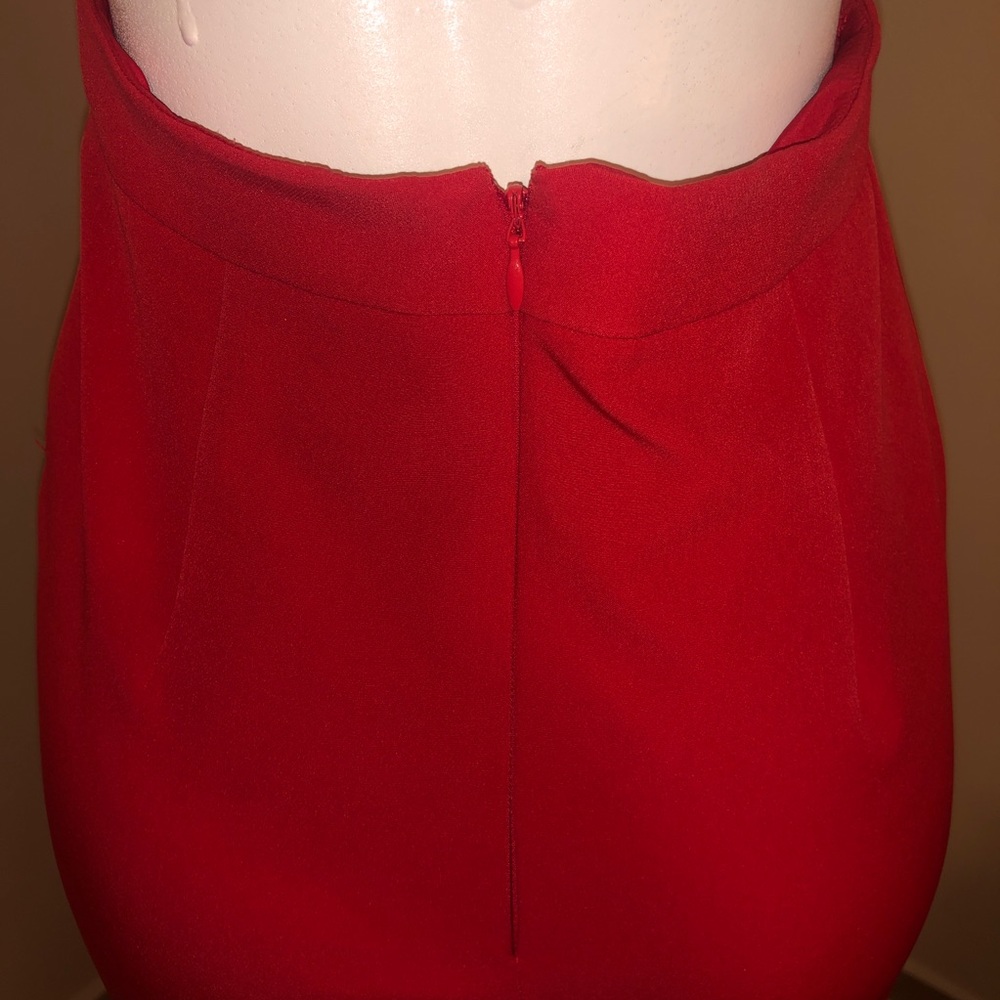 red open back long dress with slit - Picture 5 of 7